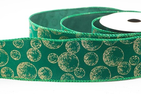 Green Glitter Ornament Orb Wired Ribbon_KW0459GC-15-49